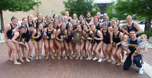 Photo of Women's Club Water Polo in College Station, Texas with the 2024 national champion trophy.